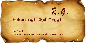 Rokosinyi Györgyi névjegykártya